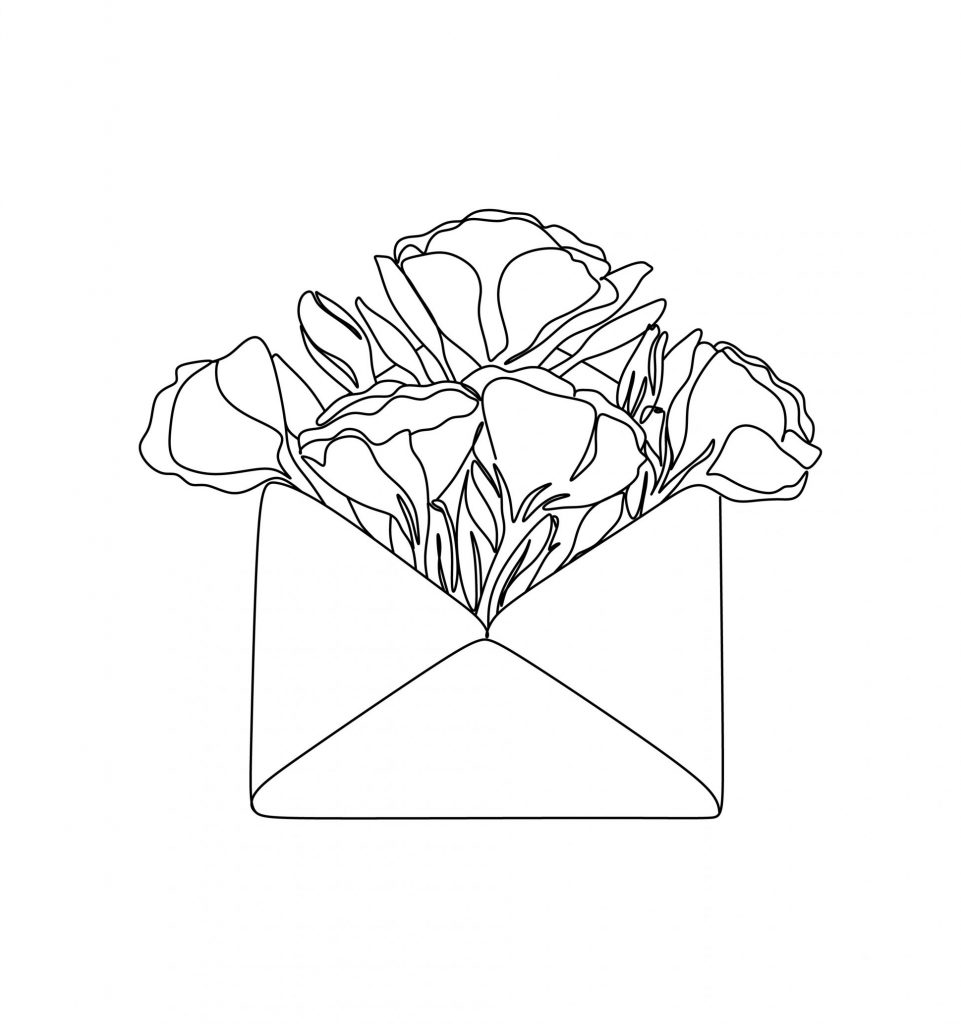 Envelope with flowers line - Penelope by so
