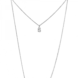Collier pendentif lettre zircons blancs - Penelope by so