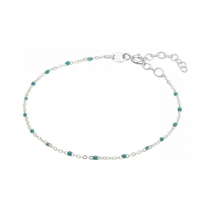 bracelet chaîne avec perles émaillées turquoises